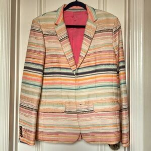 The jacket is a size 38 and shorts have 32 inch waist.